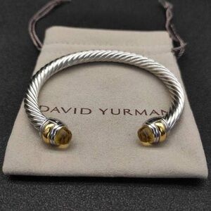 David Yurman Sterling Cable Bracelet with Golden Citrine Terminals